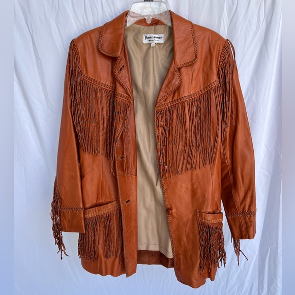 Bounty Hunter Jackets & Blazers - Vintage Leather Jacket Western Fringe Coat Brown bounty hunter womens size 8